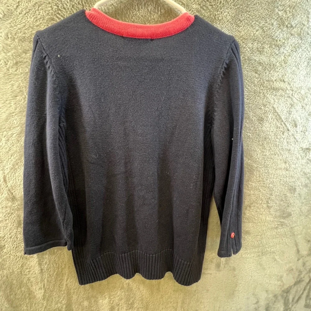 Christopher‎ & Banks Navy Pink Henley Medium 3/4 Sleeve Coastal Nautical Preppy